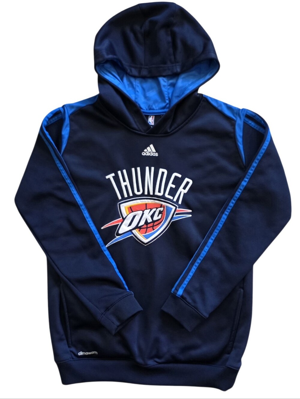 Oklahoma City Thunder Navy Blue Youth Large Adidas NBA Climawarm Fleece Hoodie